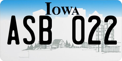 IA license plate ASB022