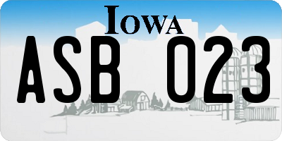 IA license plate ASB023