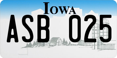 IA license plate ASB025