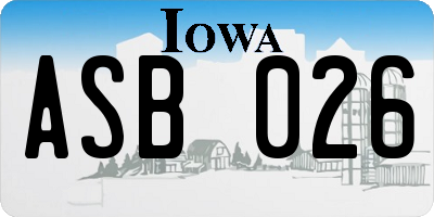 IA license plate ASB026