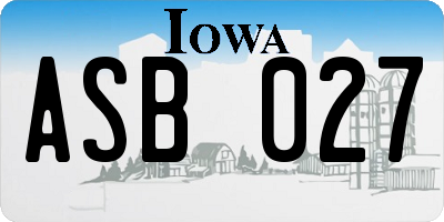 IA license plate ASB027