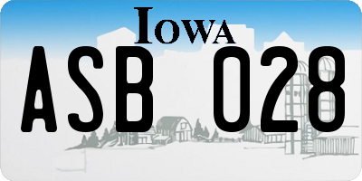 IA license plate ASB028