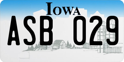 IA license plate ASB029