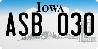 IA license plate ASB030