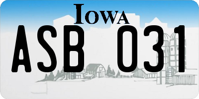 IA license plate ASB031