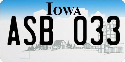 IA license plate ASB033