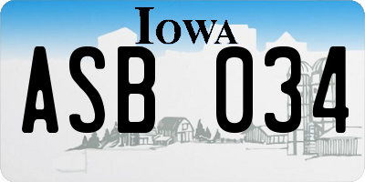 IA license plate ASB034