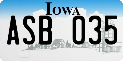 IA license plate ASB035