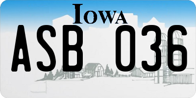 IA license plate ASB036