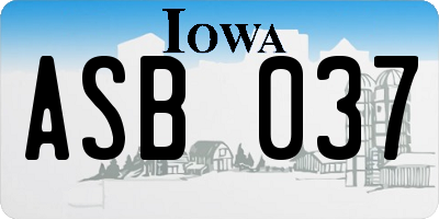 IA license plate ASB037