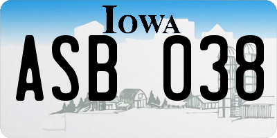 IA license plate ASB038