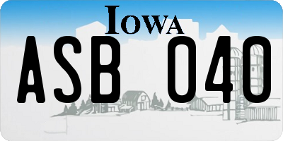 IA license plate ASB040