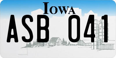 IA license plate ASB041