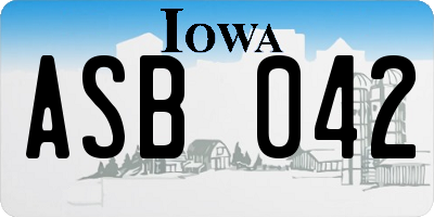 IA license plate ASB042