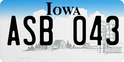 IA license plate ASB043