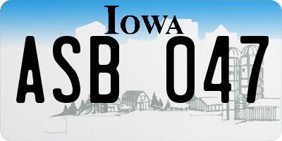 IA license plate ASB047