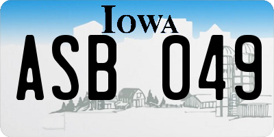 IA license plate ASB049