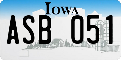 IA license plate ASB051