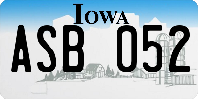 IA license plate ASB052