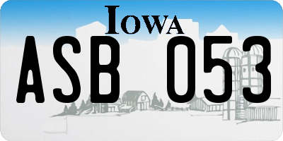 IA license plate ASB053