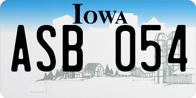 IA license plate ASB054