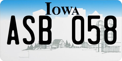 IA license plate ASB058