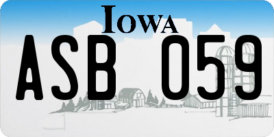 IA license plate ASB059