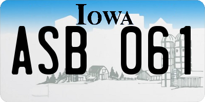 IA license plate ASB061