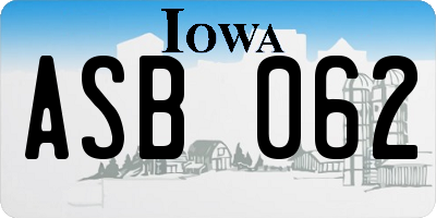 IA license plate ASB062