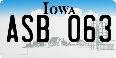 IA license plate ASB063