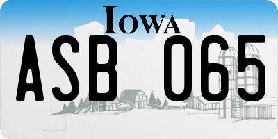 IA license plate ASB065