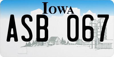 IA license plate ASB067