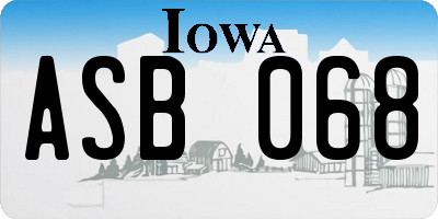 IA license plate ASB068
