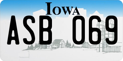 IA license plate ASB069