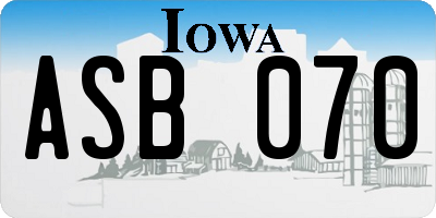 IA license plate ASB070