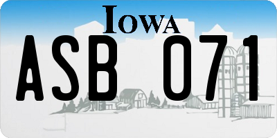 IA license plate ASB071