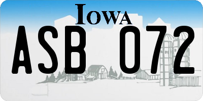 IA license plate ASB072