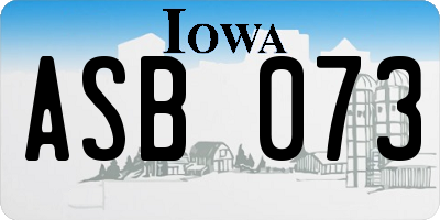 IA license plate ASB073