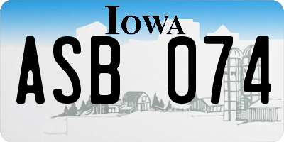 IA license plate ASB074