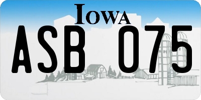 IA license plate ASB075