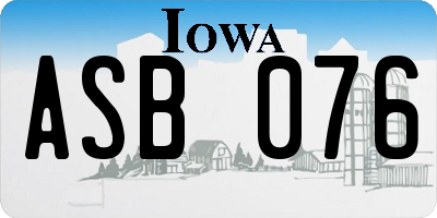IA license plate ASB076