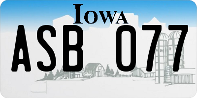 IA license plate ASB077