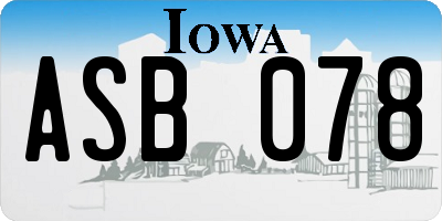 IA license plate ASB078