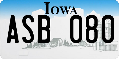 IA license plate ASB080