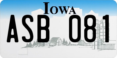 IA license plate ASB081