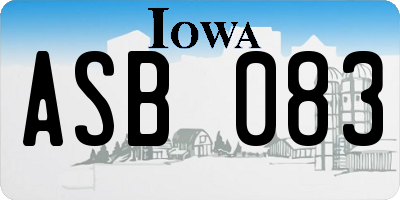 IA license plate ASB083