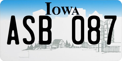 IA license plate ASB087