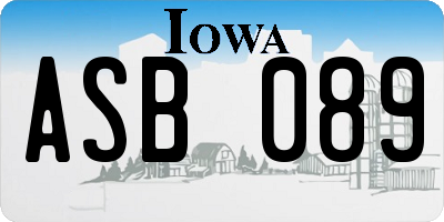 IA license plate ASB089