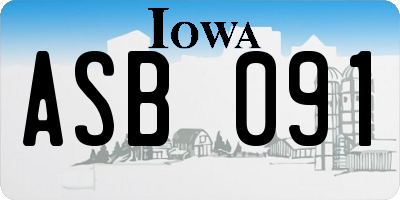 IA license plate ASB091