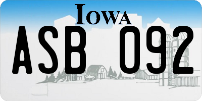 IA license plate ASB092